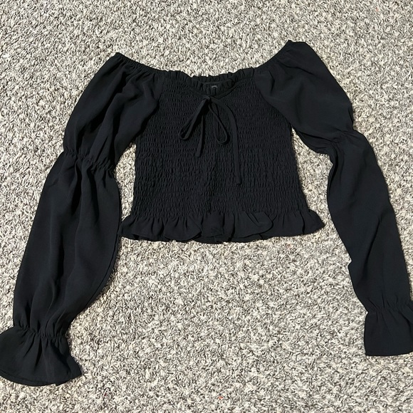 off the shoulder black milkmaid top - Picture 1 of 2